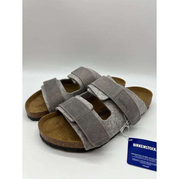 Birkenstock Uji Natural Leather Felt Light Gray Sandal Men’s Size 10 New main image 16
